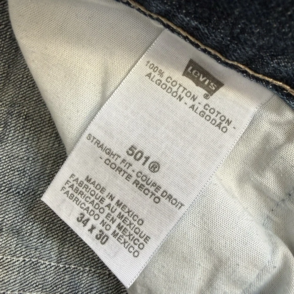 Levis 501 Dark Wash Slub Denim Jeans Mens 00501-0669 Tag 34x30 Fits 32x27 Mexico